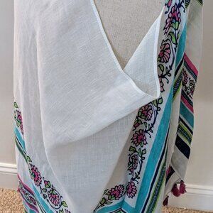 Spartina 449 Floral Strip Poncho Scarf O/S Beach Coverup Top Coastal Resort Wear